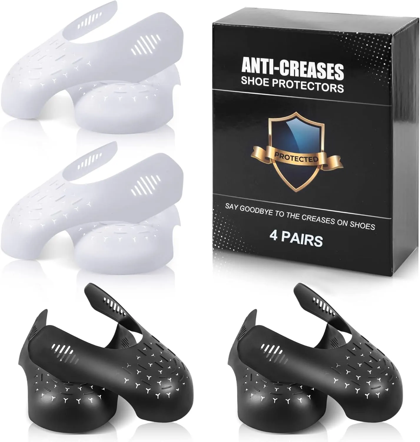4 Pairs Shoe Boot Crease Preventers, Anti-Wrinkle Shoe Guards For Air Jordan Air Force, Shoe Creases Stoppers for Sneaker and Casual Shoes, for Women's US Size 5-9