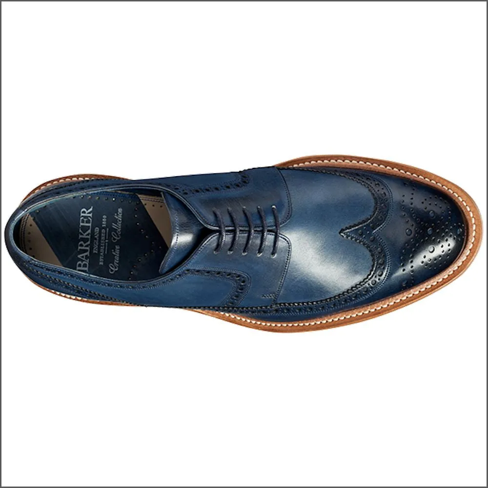 Barker Bailey Navy Hand Painted Derby Wingtip Brogue@