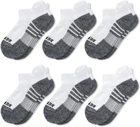 BERING Kids' Athletic Cushion Ankle Socks 6 Pairs Low Cut Heel Tab for Youth Big Boys Girls