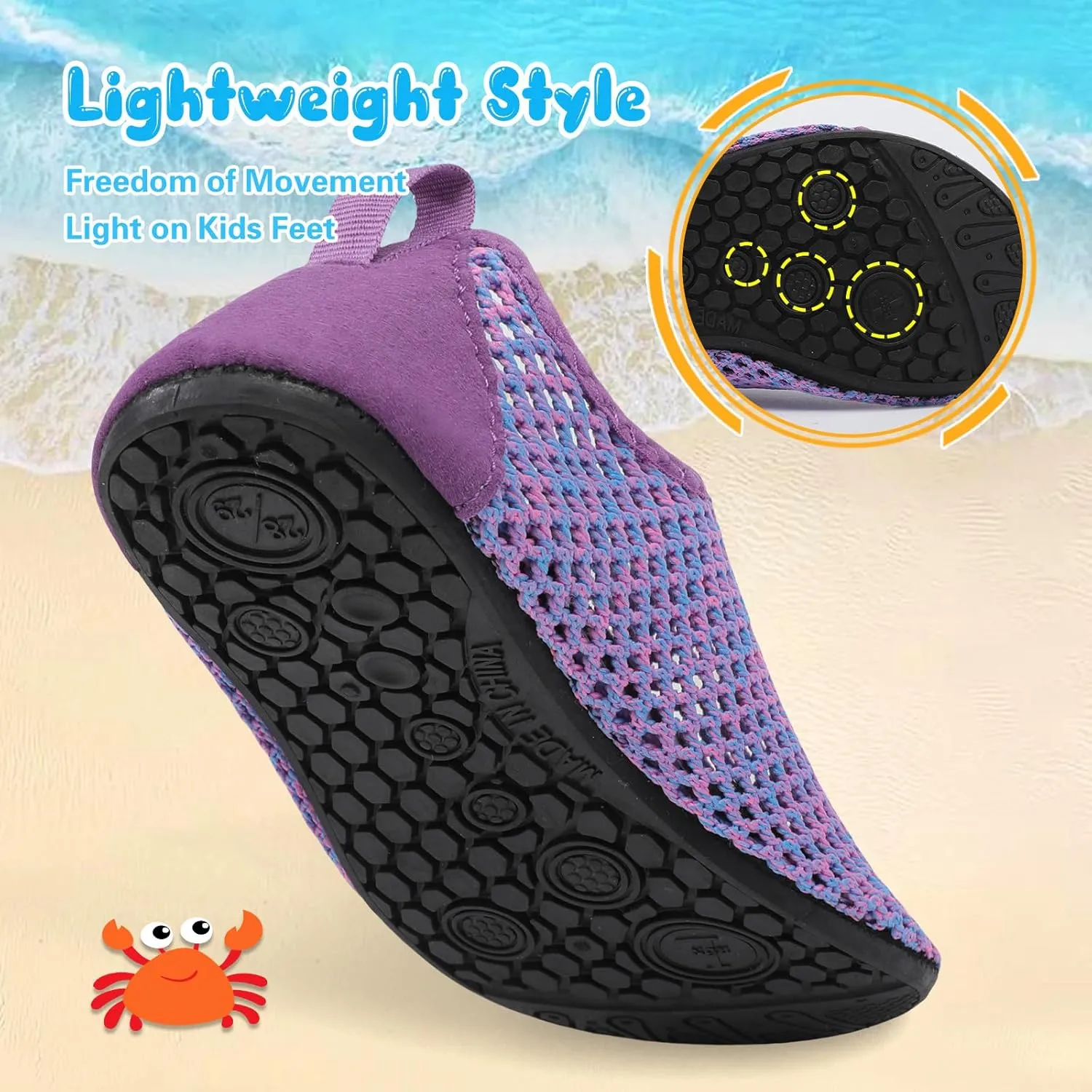 Besroad Kids Water Shoes Girls Boys Quick Dry Aqua Socks Barefoot Non Slip Beach Swim Surf Shoes