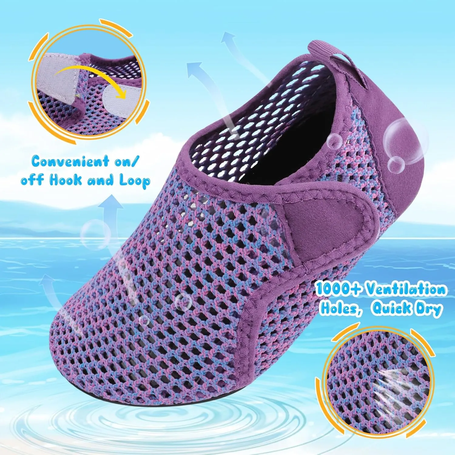 Besroad Kids Water Shoes Girls Boys Quick Dry Aqua Socks Barefoot Non Slip Beach Swim Surf Shoes