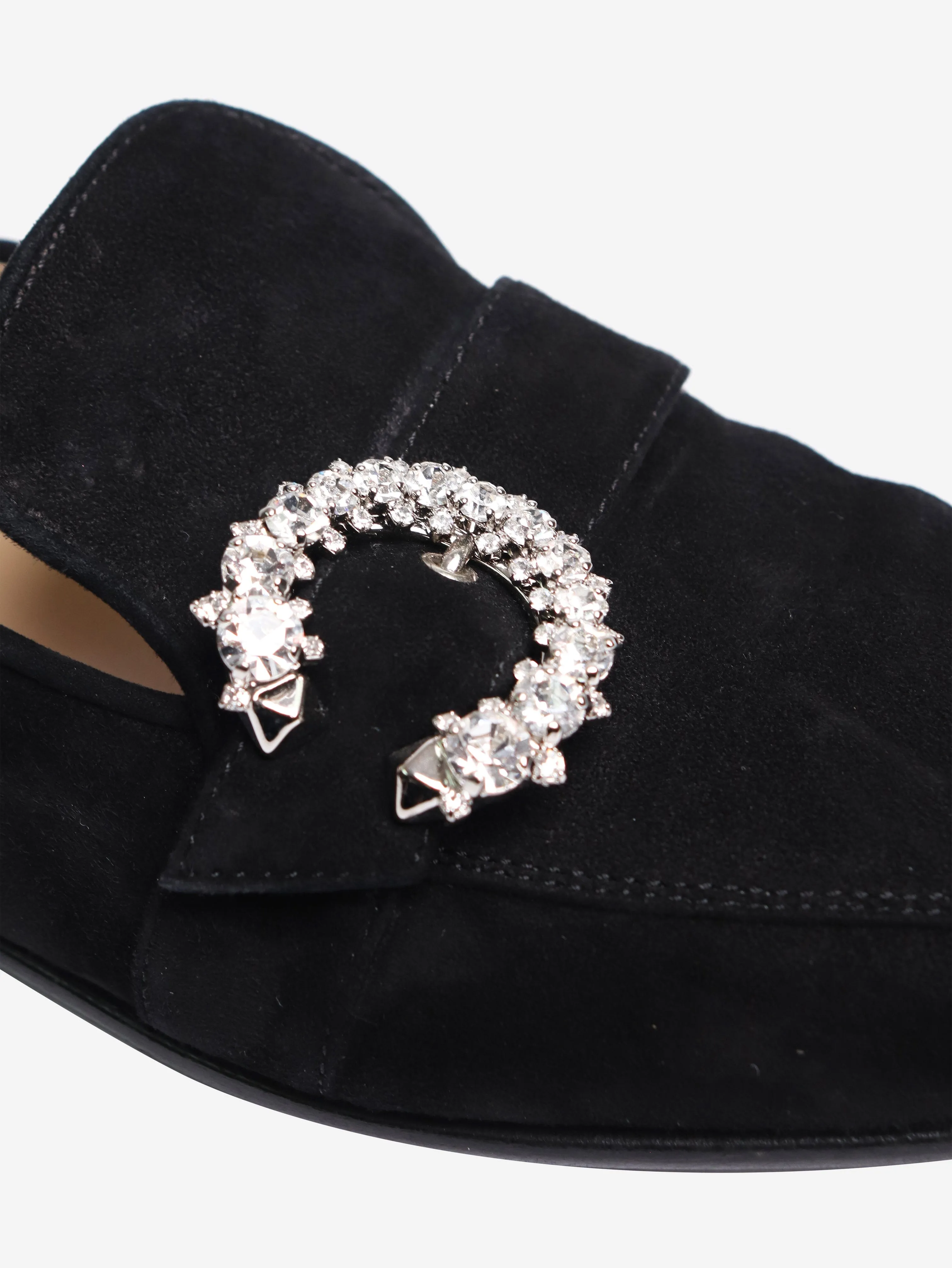 Black suede bejewelled loafers - size EU 37.5