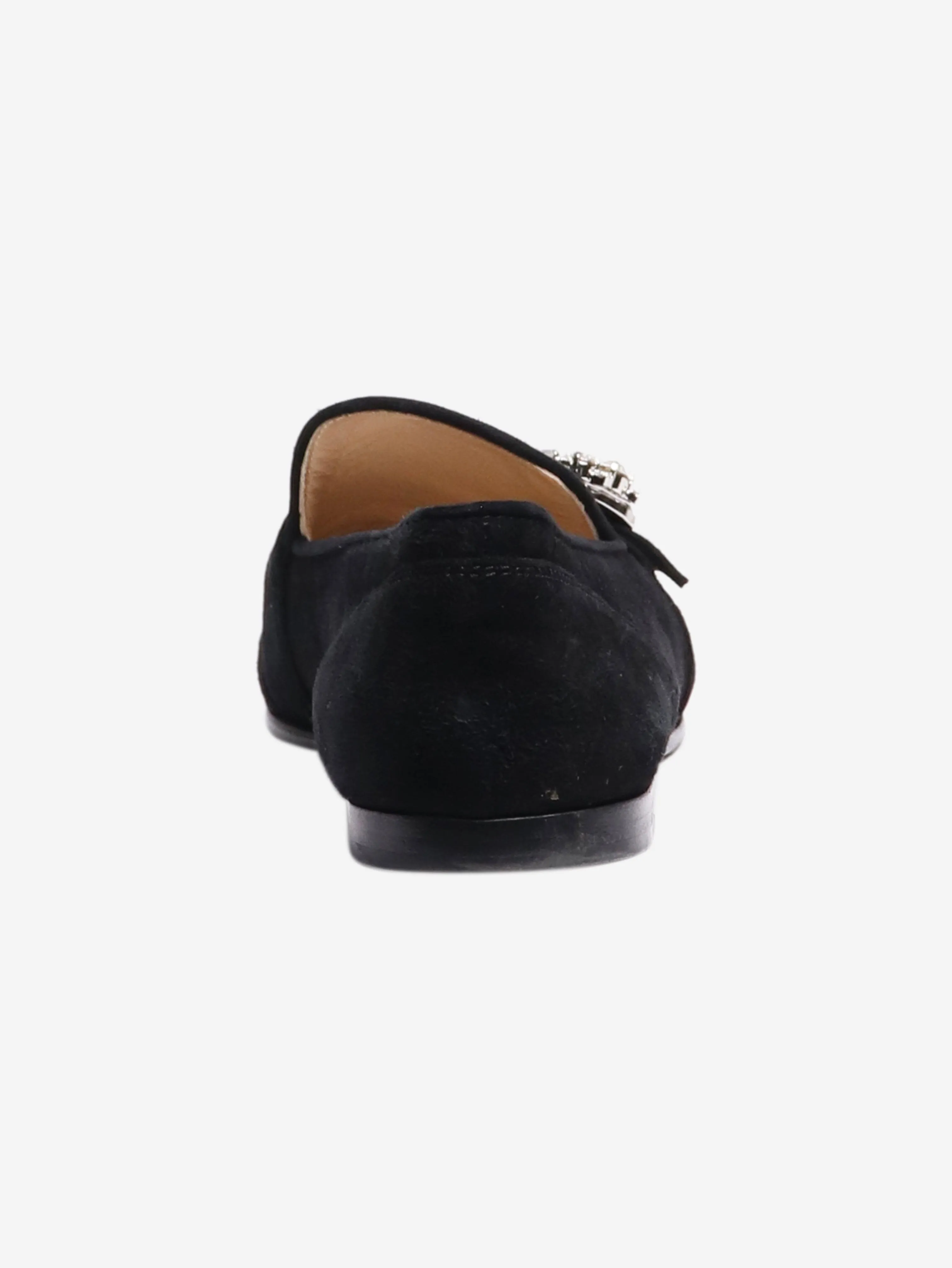 Black suede bejewelled loafers - size EU 37.5