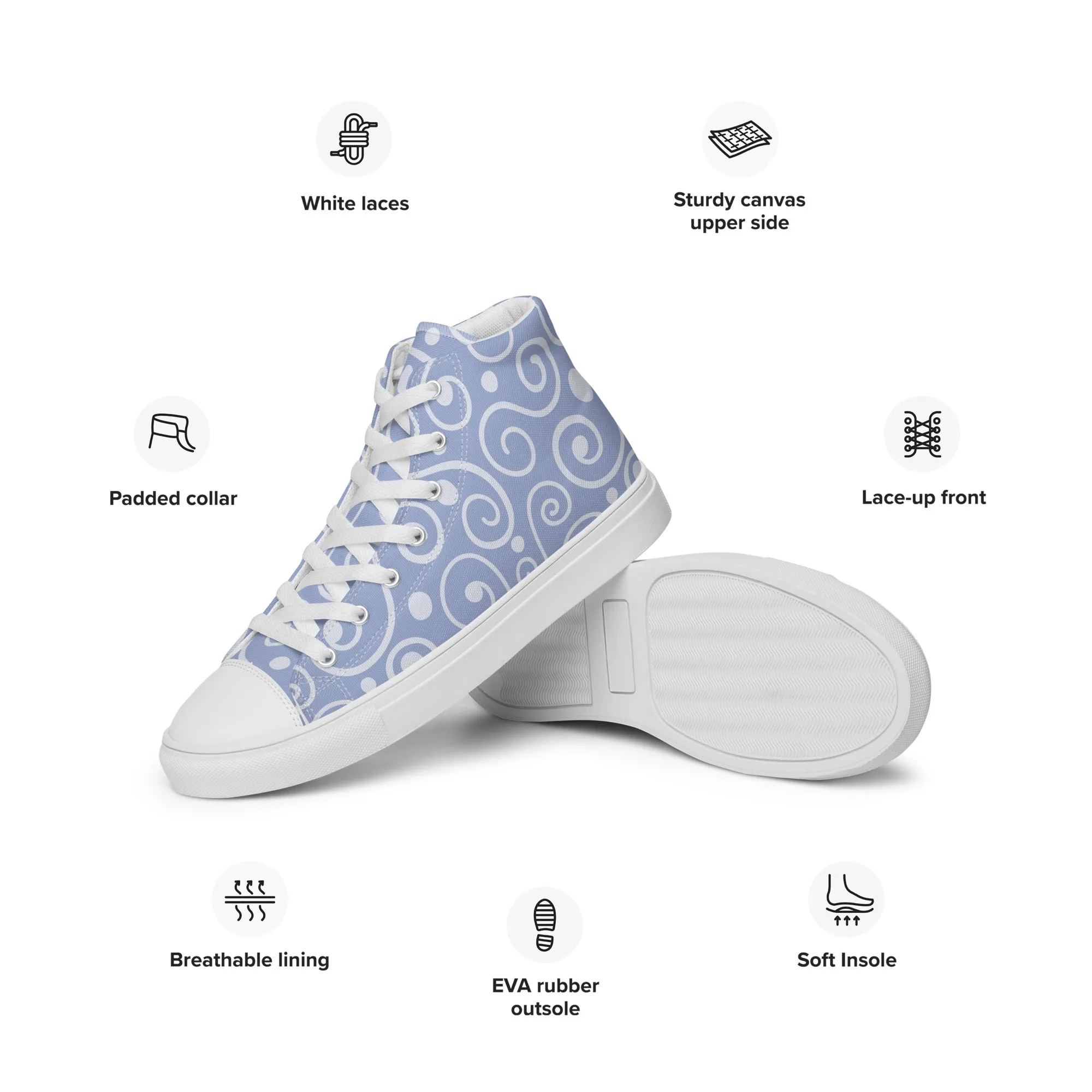 Blue Abstract Art Women’s high top canvas shoes
