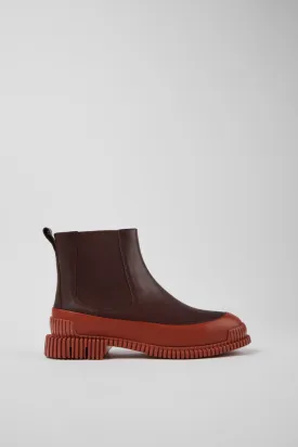Camper Women's K400304 Pix Multi Leather Chelsea Ankle Boots Red Brown
