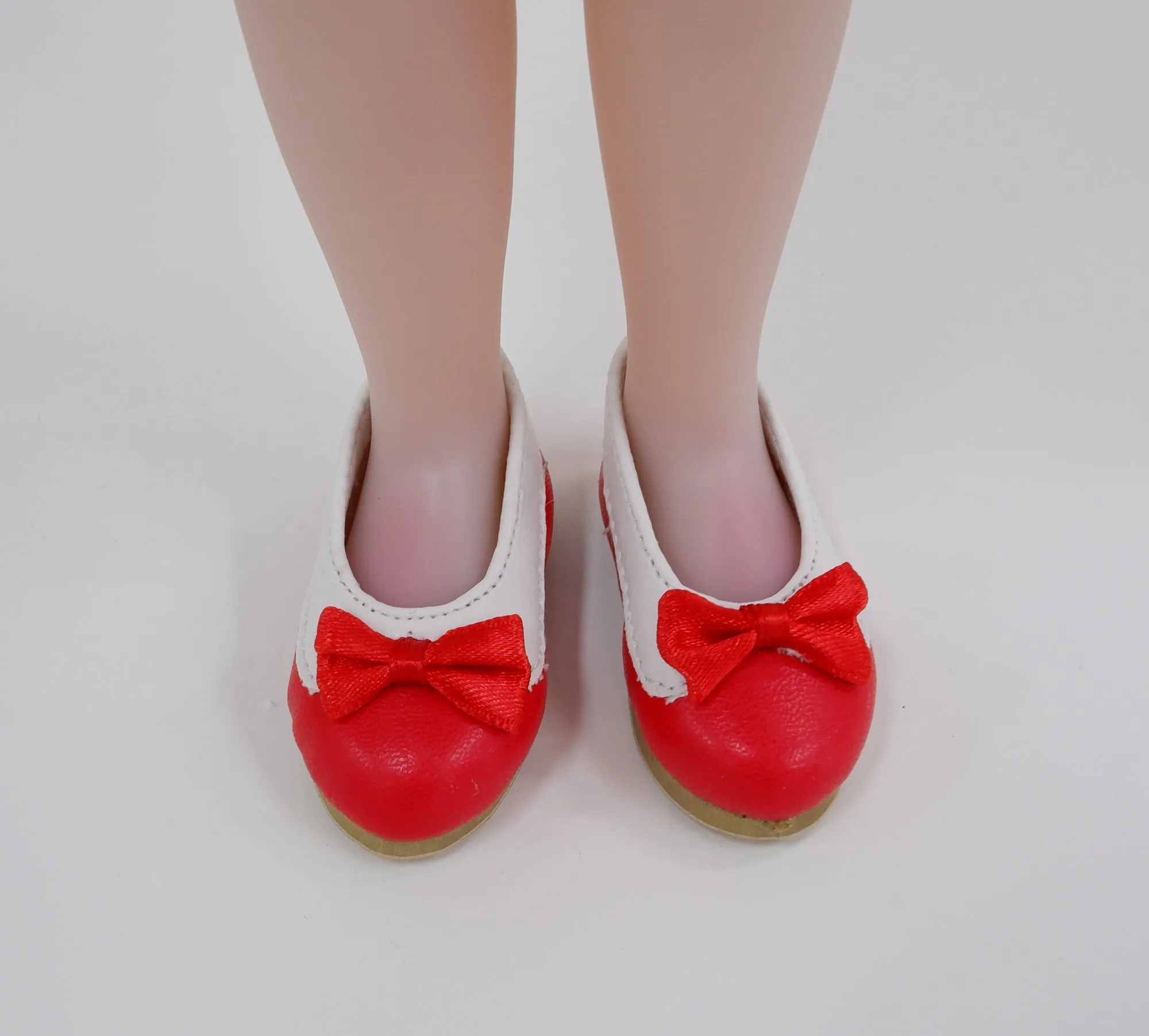 Collared Ballet Flats - Red & White