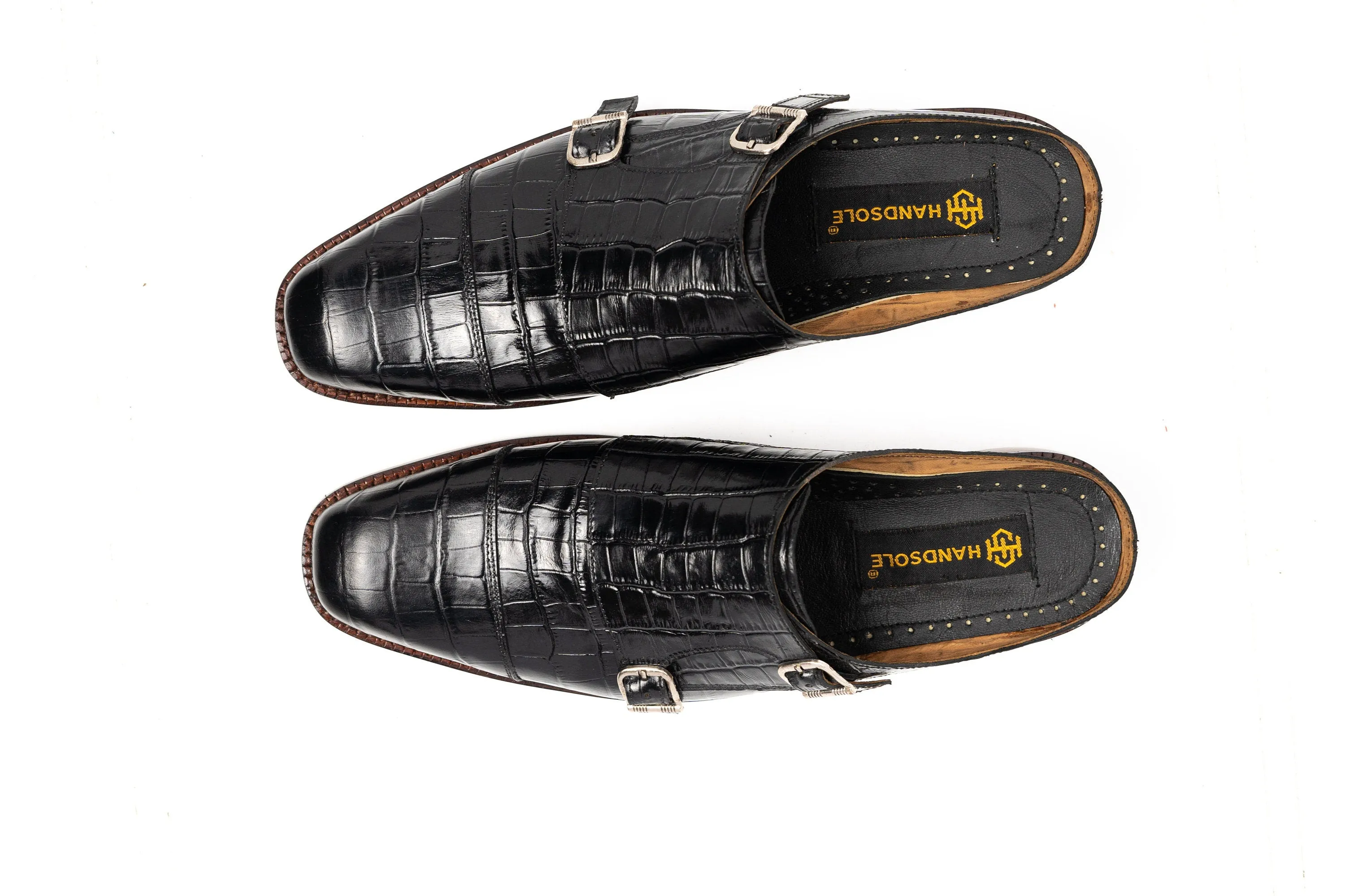 Double buckle Cap Toe monk backless Slip On Mule Custom Made-To-Order Shoes  Premium Quality Handmade