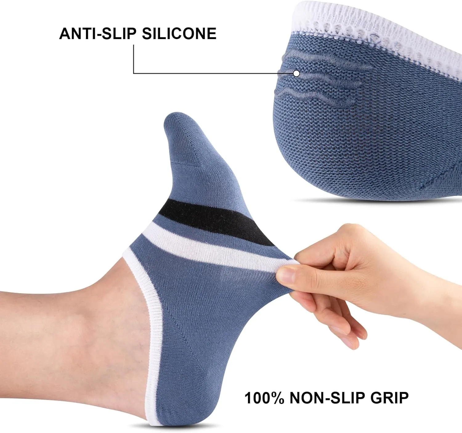 eallco No Show Socks Men Cotton Low Cut Non Slip Invisible Thin Socks 8 Pairs