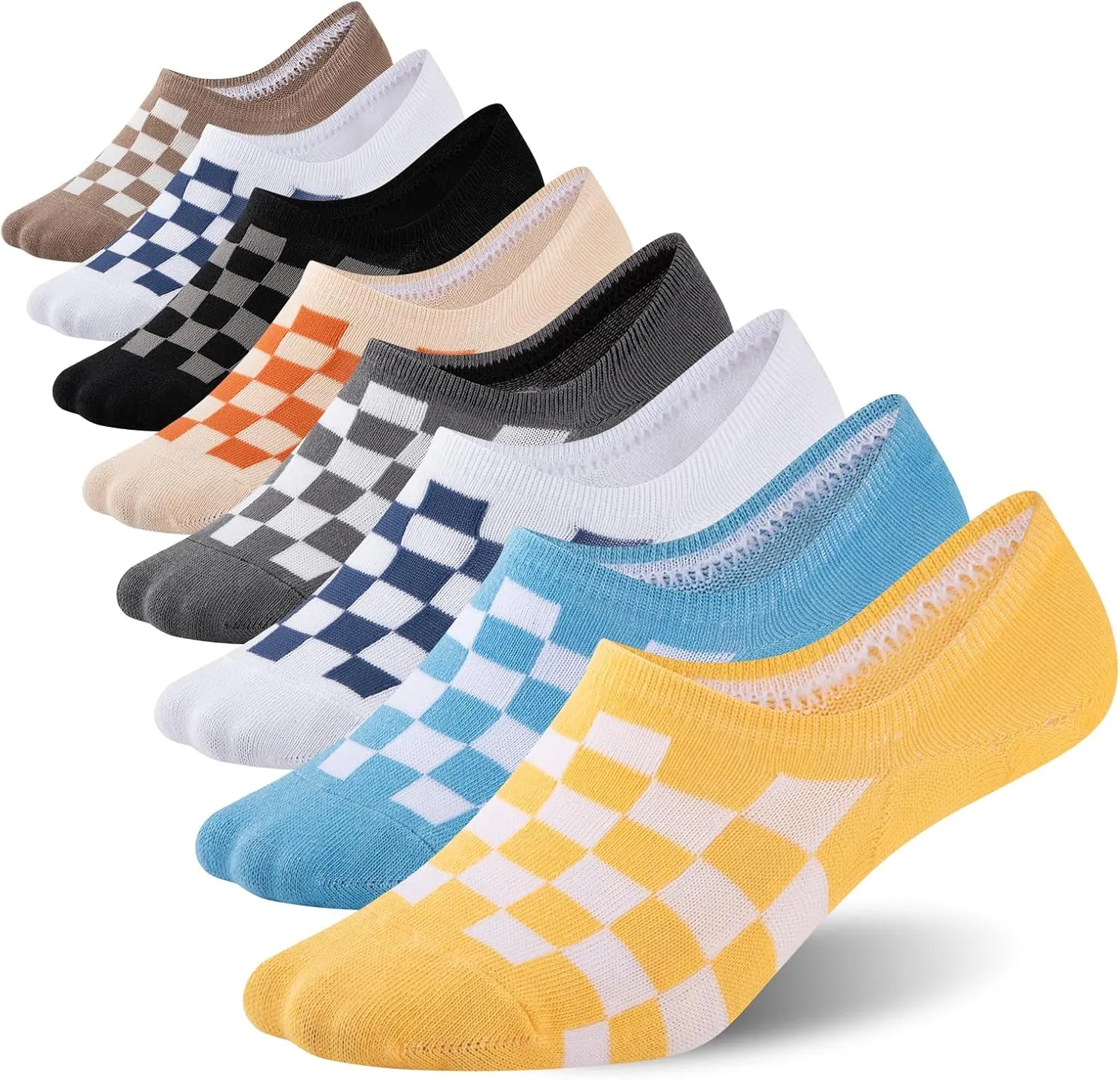 eallco No Show Socks Men Cotton Low Cut Non Slip Invisible Thin Socks 8 Pairs