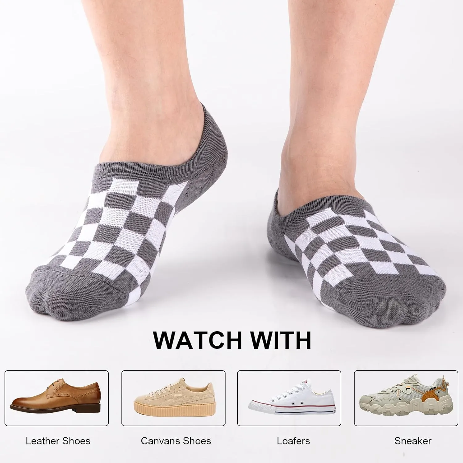 eallco No Show Socks Men Cotton Low Cut Non Slip Invisible Thin Socks 8 Pairs