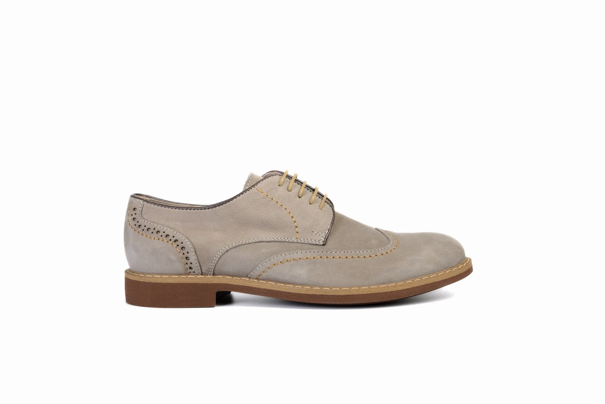 FOOT FEDERATION CITY DERBY WINGTIP MENS SHOE NUBUCK STONE GRAY
