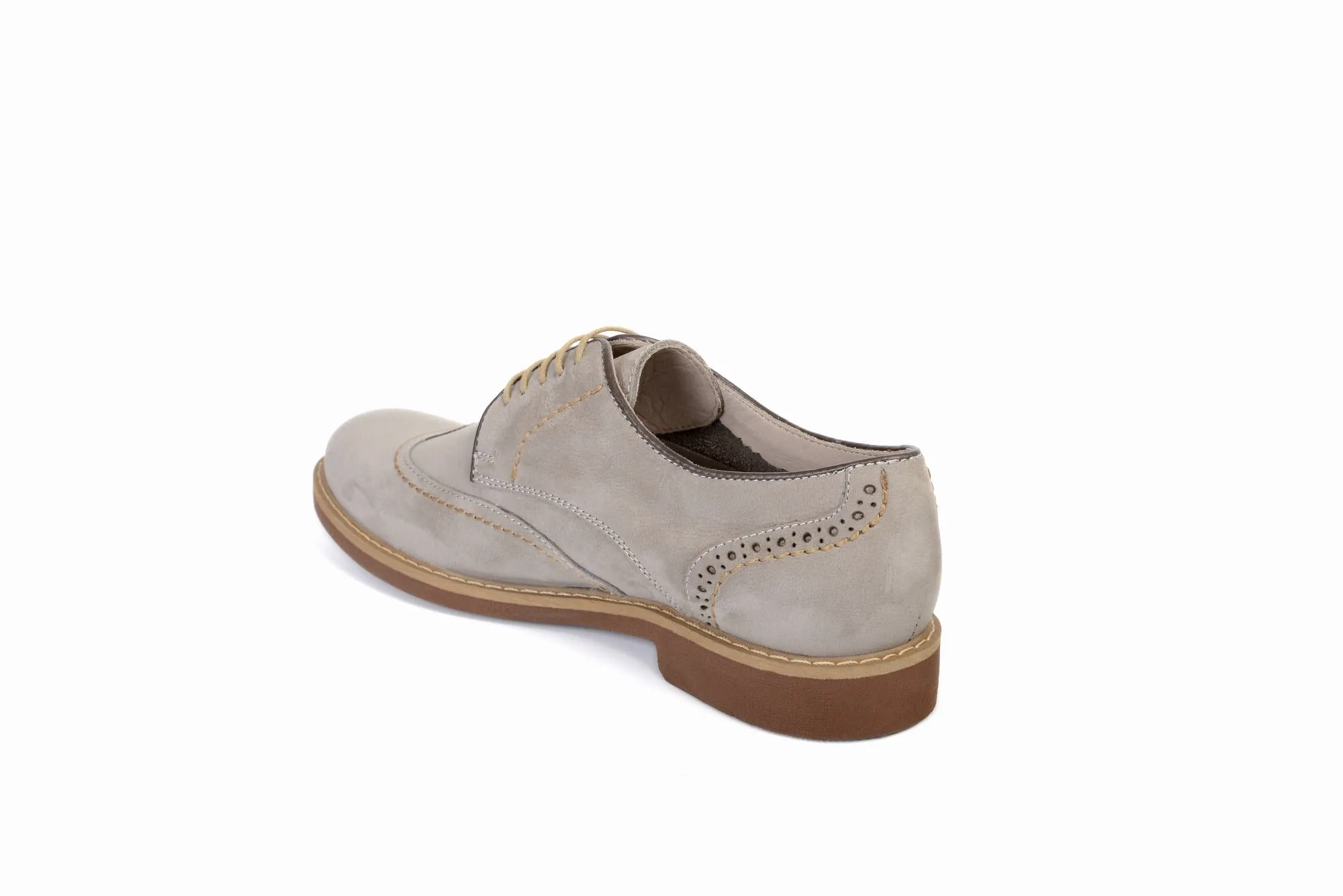 FOOT FEDERATION CITY DERBY WINGTIP MENS SHOE NUBUCK STONE GRAY