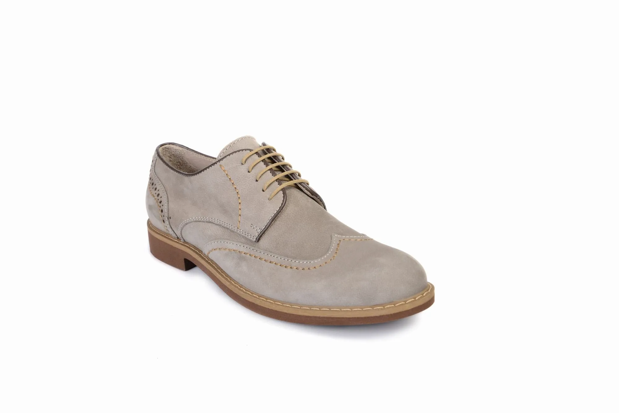 FOOT FEDERATION CITY DERBY WINGTIP MENS SHOE NUBUCK STONE GRAY
