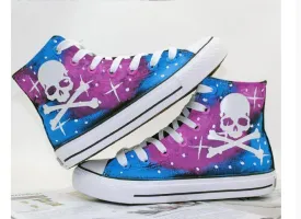 Galaxy Skull High Top Canvas Shoes Luminous Sneaker Sports Skull Shoes