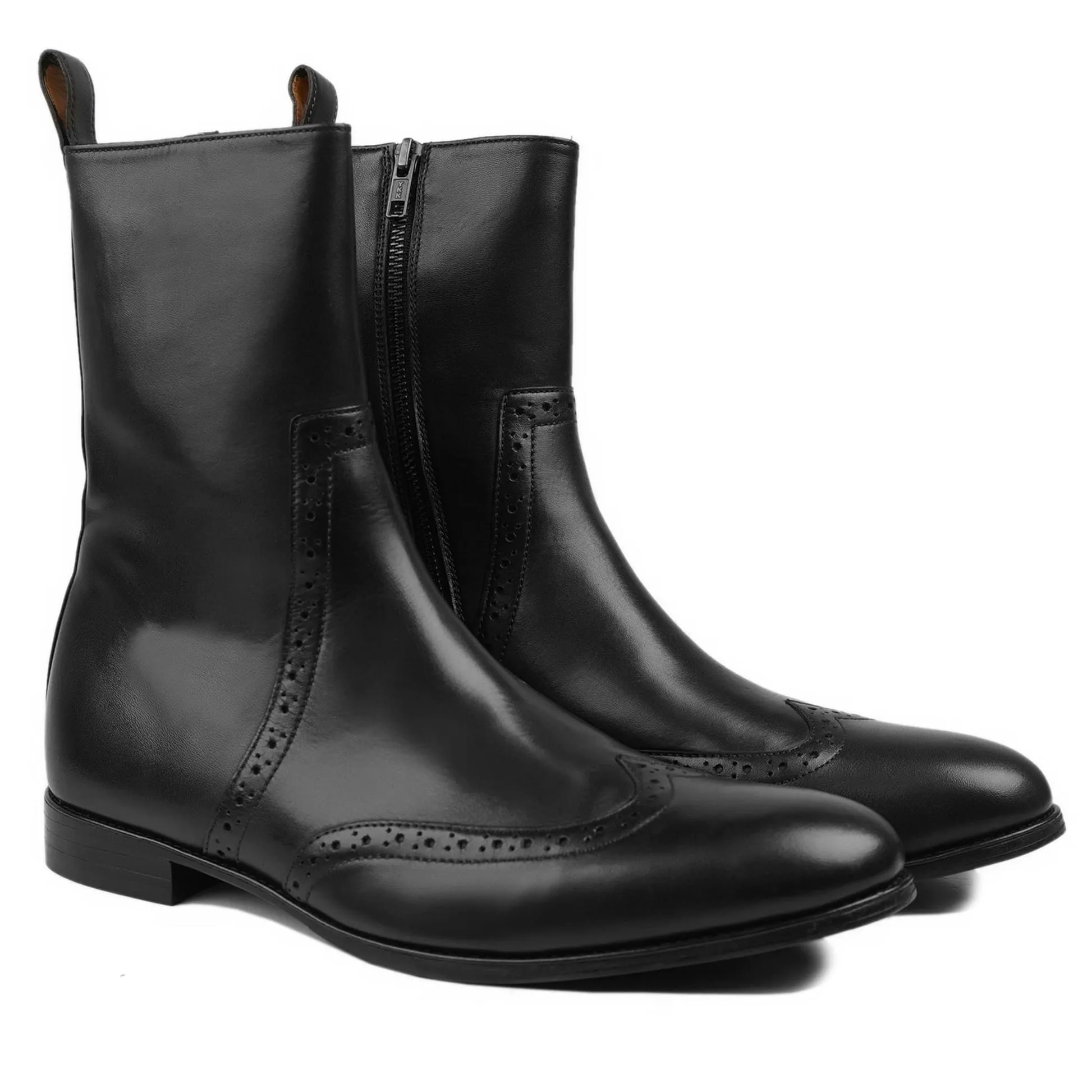 Handmade Customisable Calf Leather Black High Chelsea Boot For Men