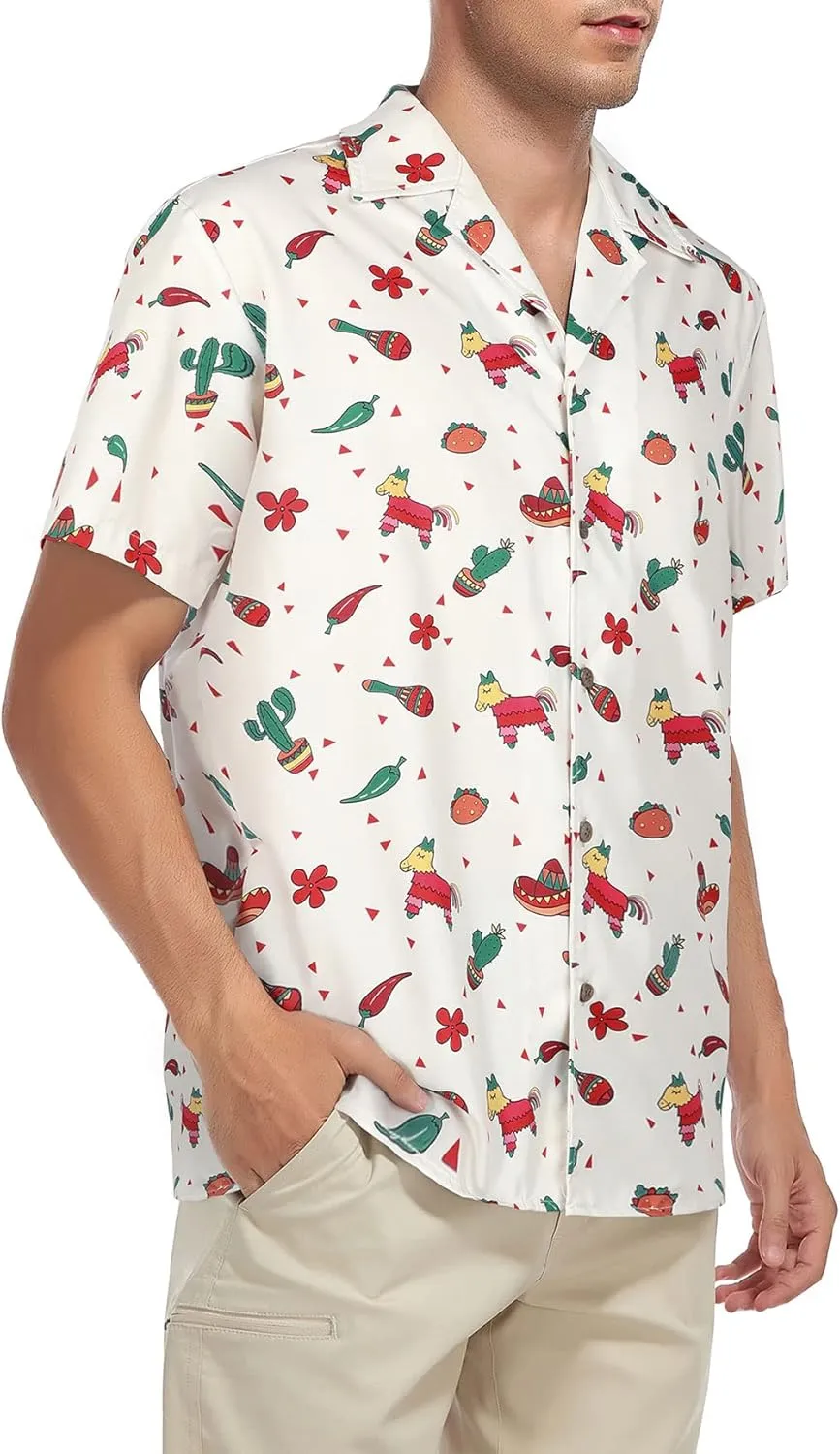Hawaiian Shirt for Men Button Down Short Sleeve Casual Beach Shirt Summer Wear Stylish Tropical Print Shirts