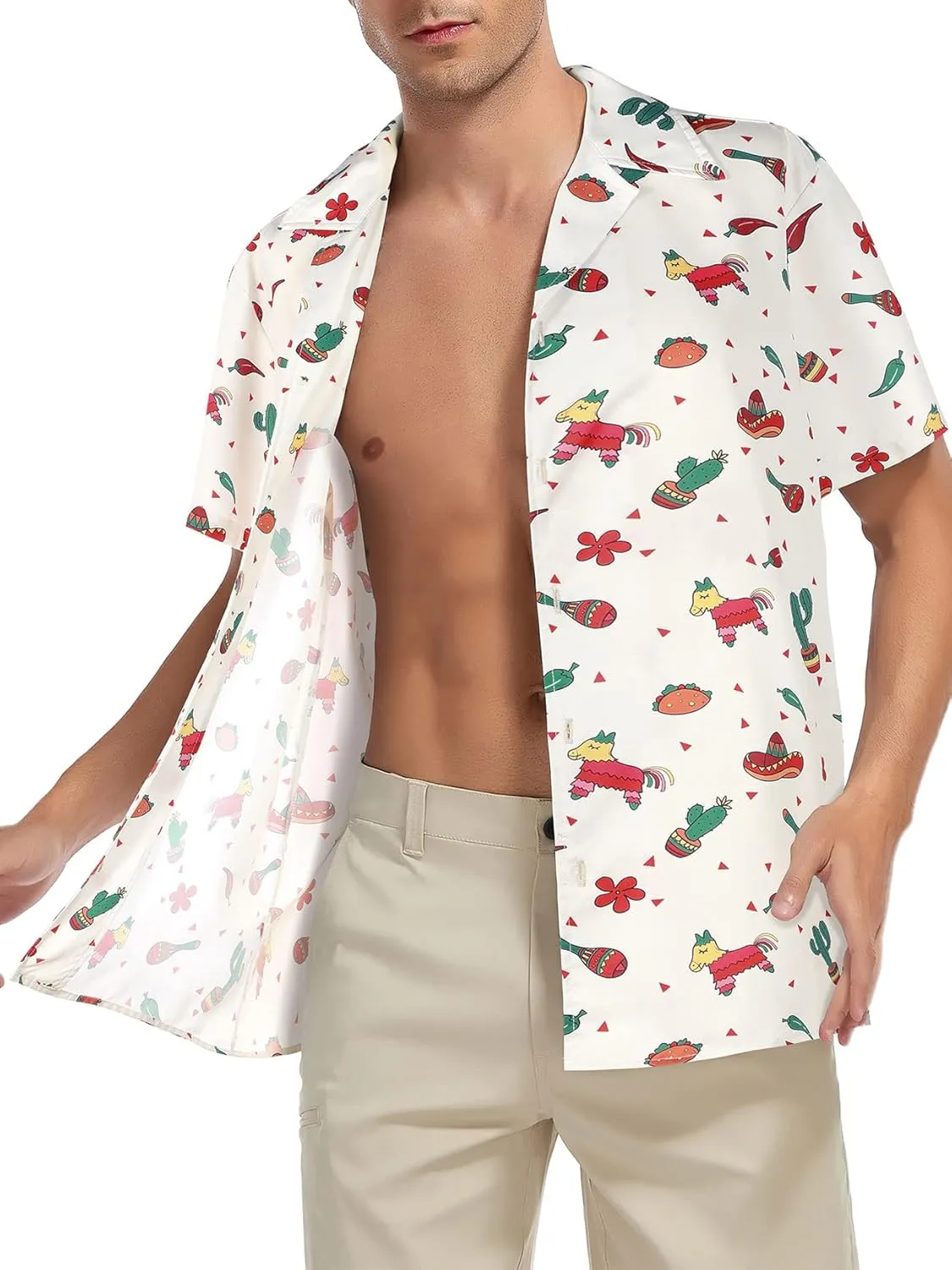 Hawaiian Shirt for Men Button Down Short Sleeve Casual Beach Shirt Summer Wear Stylish Tropical Print Shirts