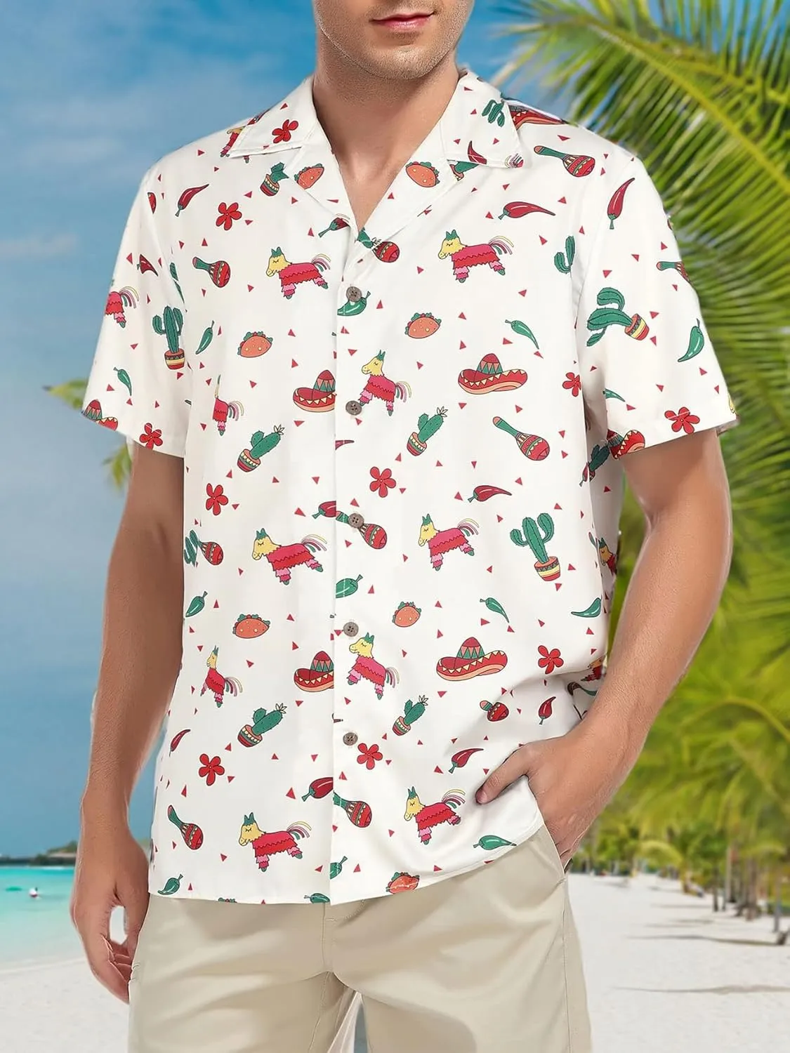 Hawaiian Shirt for Men Button Down Short Sleeve Casual Beach Shirt Summer Wear Stylish Tropical Print Shirts