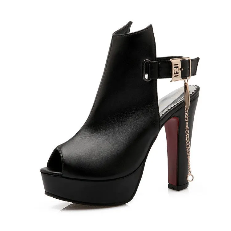 High Heel Chain Buckle Sandals