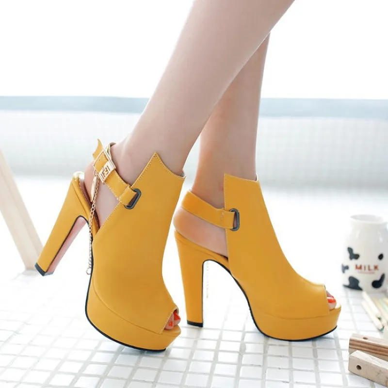 High Heel Chain Buckle Sandals
