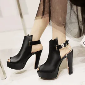 High Heel Chain Buckle Sandals