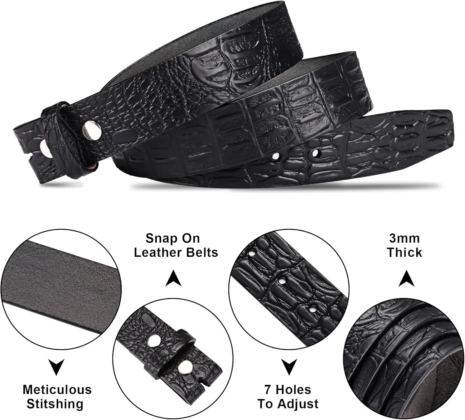 HJones Western Belts for Men without Buckle,Cowboy Belt Buckles for Men,1.5" Wide Genuine Leather Belt No Buckle