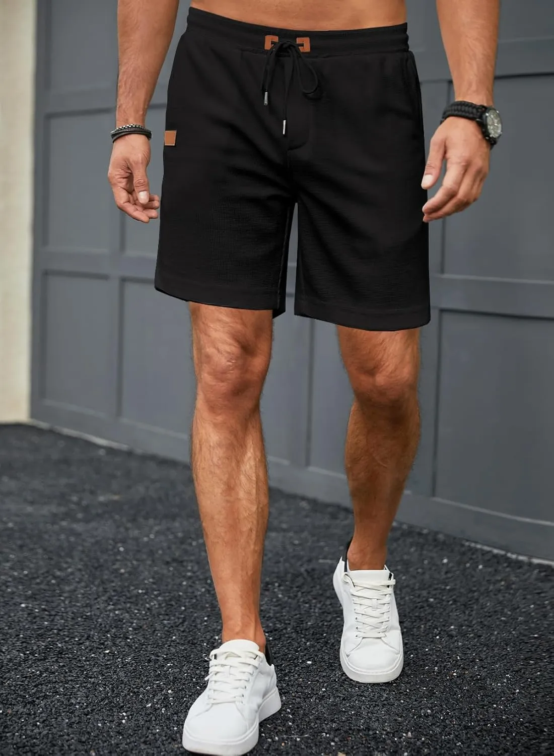 JMIERR Men's Casual 5"/ 7" Shorts Waffle Elastic Waist Drawstring Workout Running Jogging Beach Sweat Shorts with Pockets