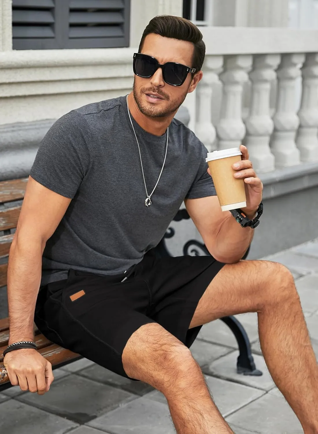 JMIERR Men's Casual 5"/ 7" Shorts Waffle Elastic Waist Drawstring Workout Running Jogging Beach Sweat Shorts with Pockets