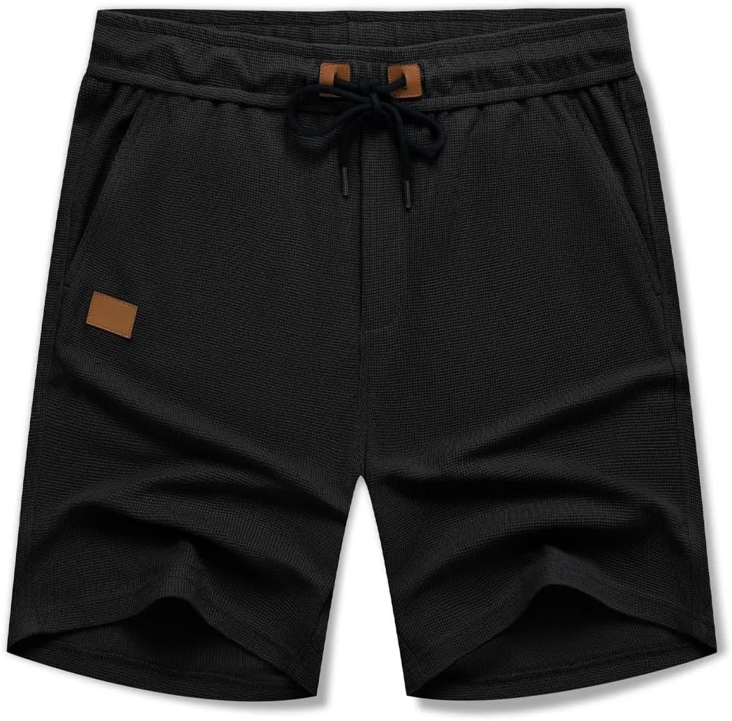 JMIERR Men's Casual 5"/ 7" Shorts Waffle Elastic Waist Drawstring Workout Running Jogging Beach Sweat Shorts with Pockets