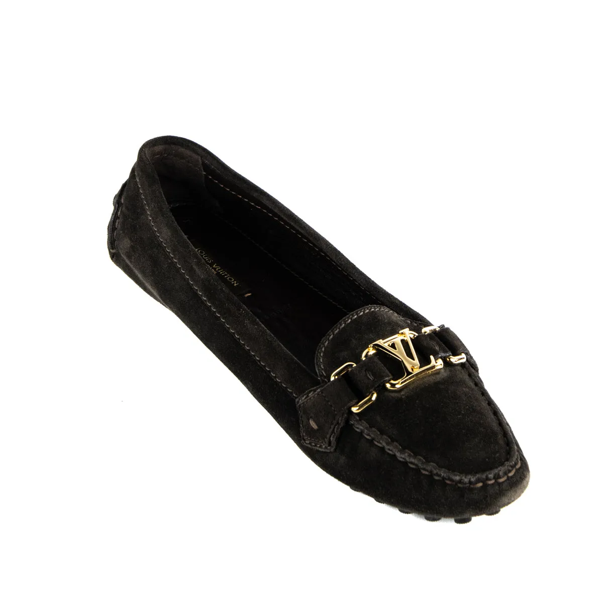 Louis Vuitton Brown Suede Logo Loafers Size US 11 | EU 41