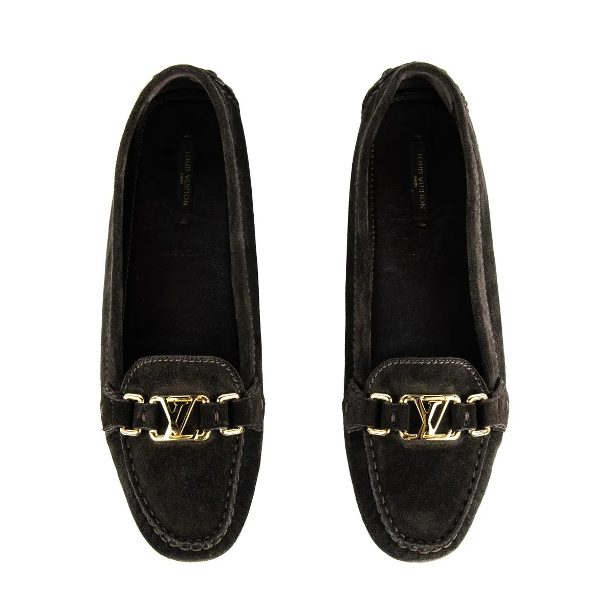 Louis Vuitton Brown Suede Logo Loafers Size US 11 | EU 41