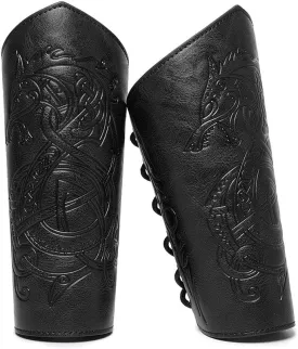 Medieval Leather Bracers Dragon Embossed Viking Leather Bracers Leather Arm Armer Cuff Leather Gauntlet Costumes Accessories