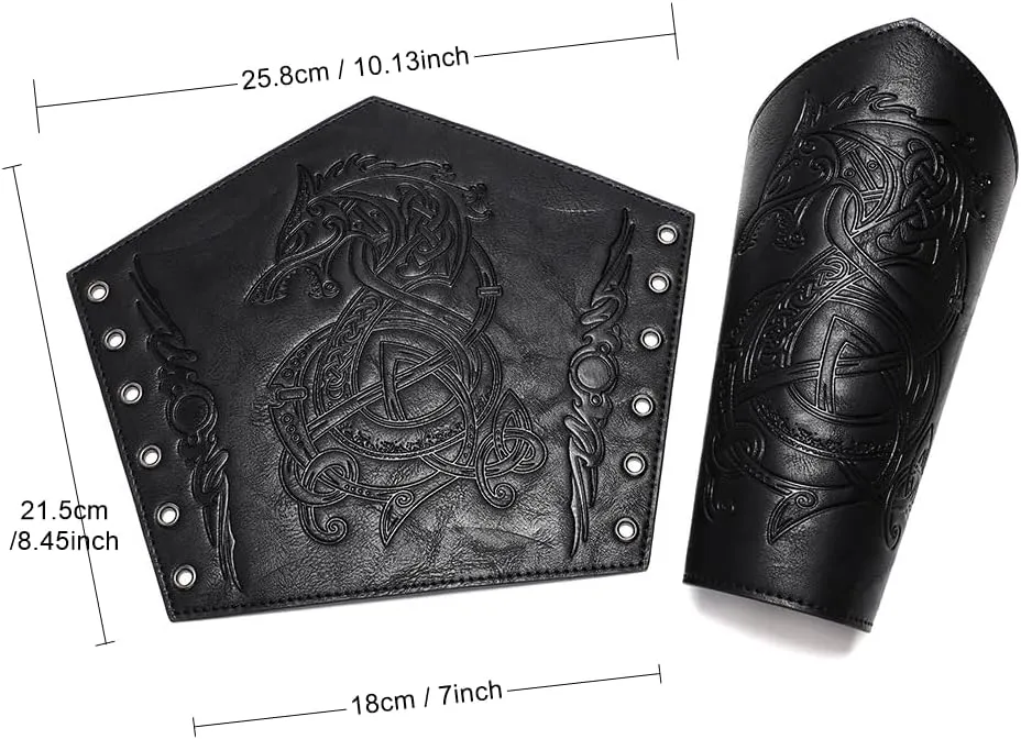 Medieval Leather Bracers Dragon Embossed Viking Leather Bracers Leather Arm Armer Cuff Leather Gauntlet Costumes Accessories