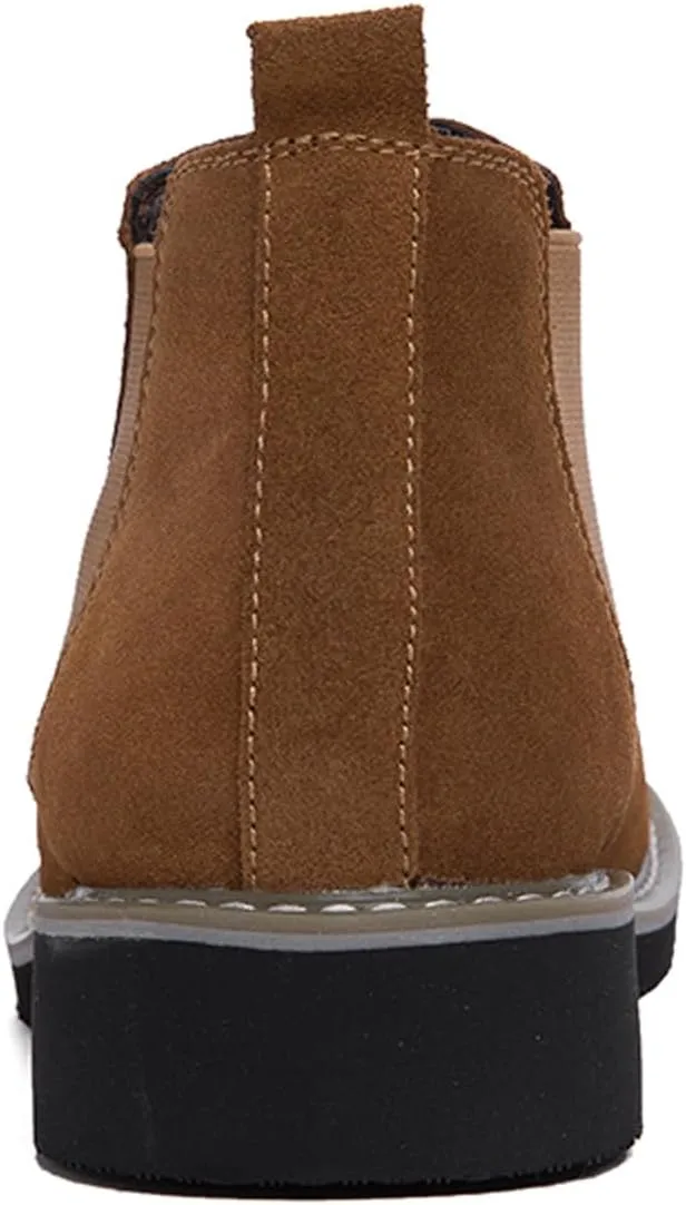 Mens and Womens Height Increasing Chelsea Boots - 2.36 Inches Taller, Suede Leather Slip-On Elevator Ankle Boots, Comfortable Formal and Casual Shoes