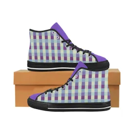 Men's Checker Print Big Size High Top Canvas Shoes