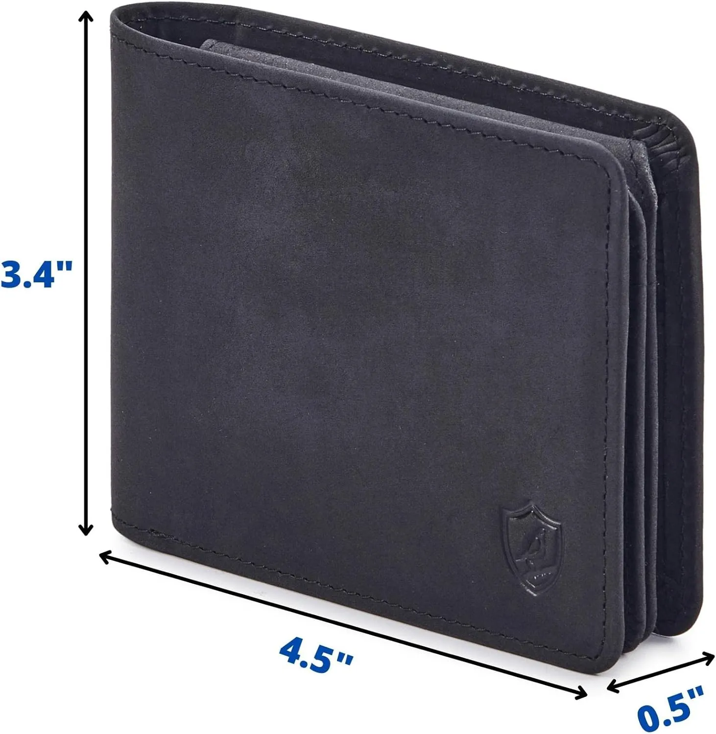Mens Wallet Real Leather Bifold RFID Blocking High Capacity Card Case with 2 ID Window in Gift Box (Crazy Horse, Black)