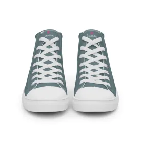 Mint Green Men's High Tops, Solid Pale Greyish Green Color Men’s High Top Canvas Sneaker Shoes (US Size: 5-13)