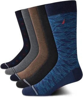 Nautica Mens Dress Socks - 5 Pack Breathable Comfort Stretch Crew-Length Work Socks for Men for Business Formal Wear (6-12.5)