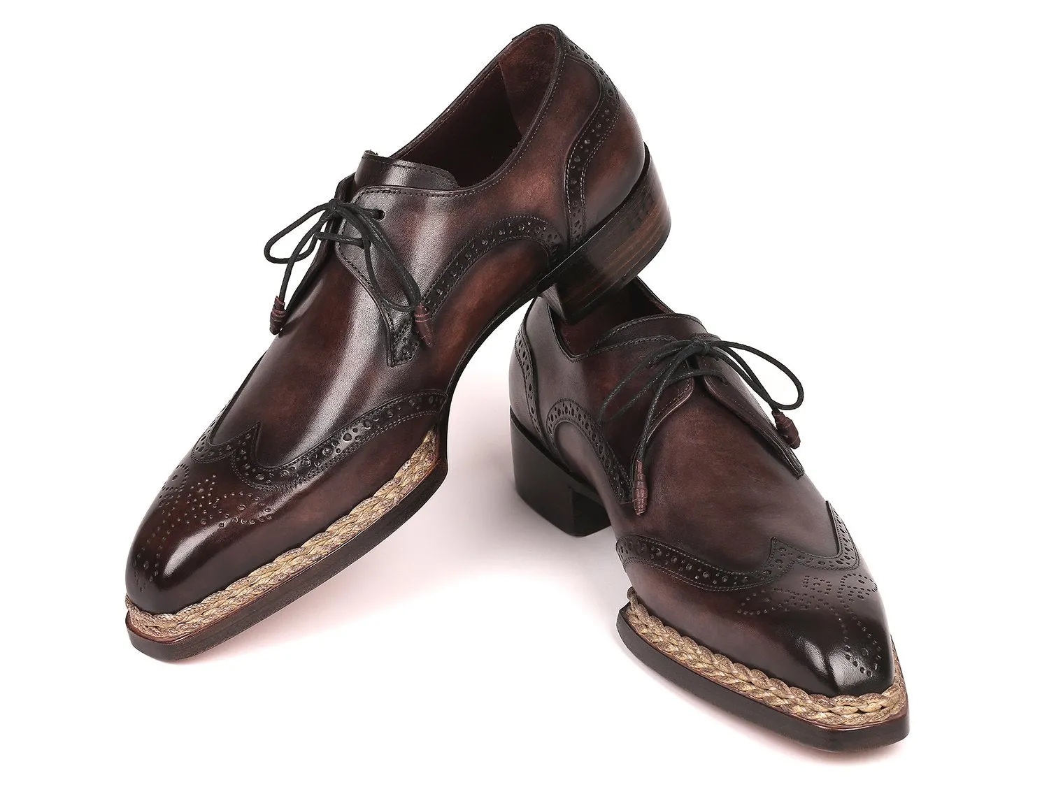 Paul Parkman Norwegian Welted, Wingtip Derby Shoes, Bronze color