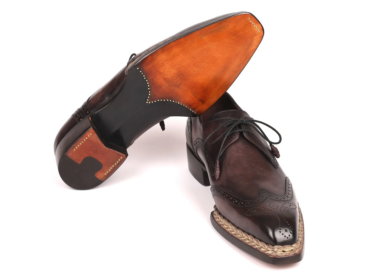 Paul Parkman Norwegian Welted, Wingtip Derby Shoes, Bronze color