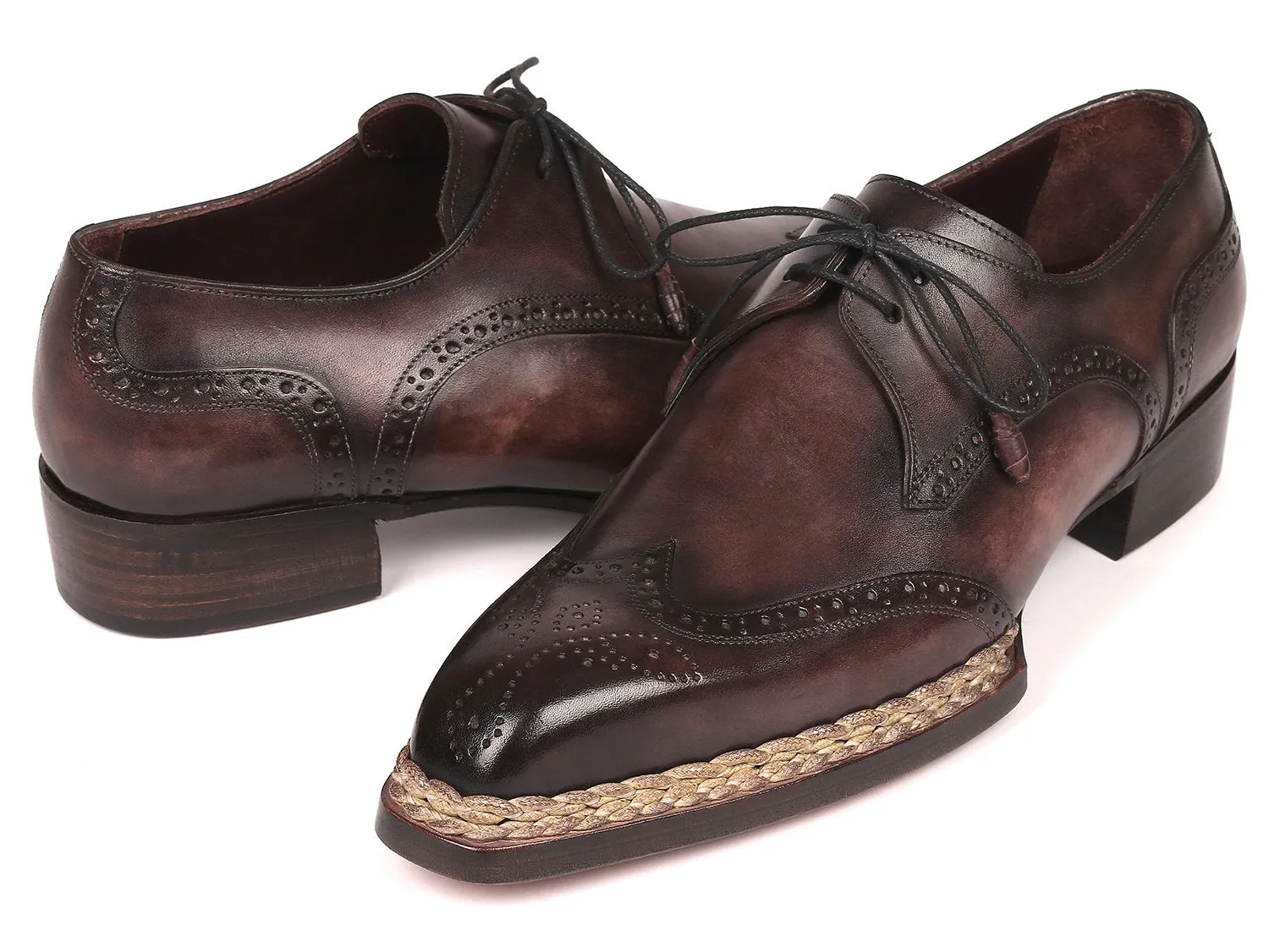 Paul Parkman Norwegian Welted, Wingtip Derby Shoes, Bronze color