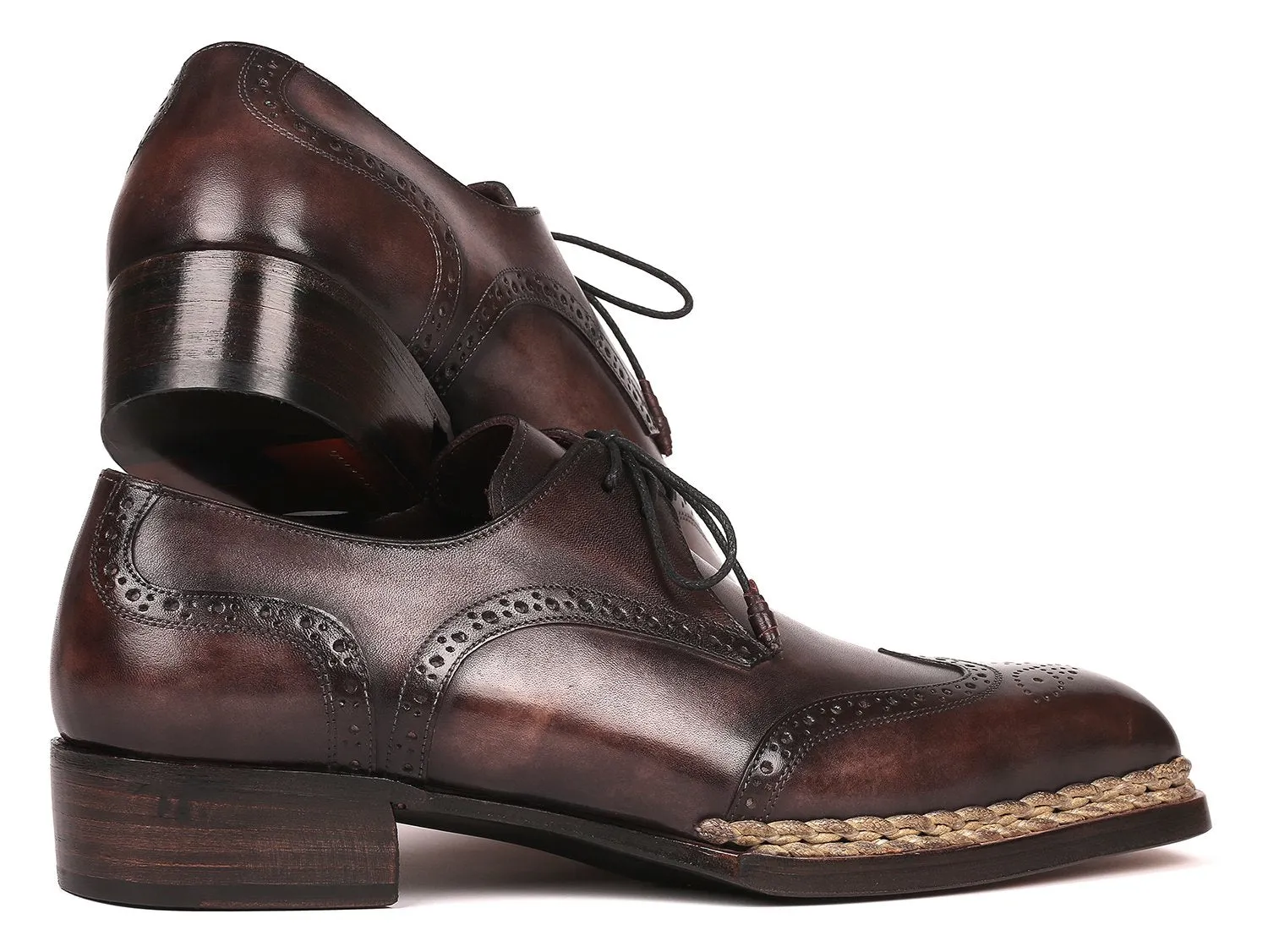 Paul Parkman Norwegian Welted, Wingtip Derby Shoes, Bronze color