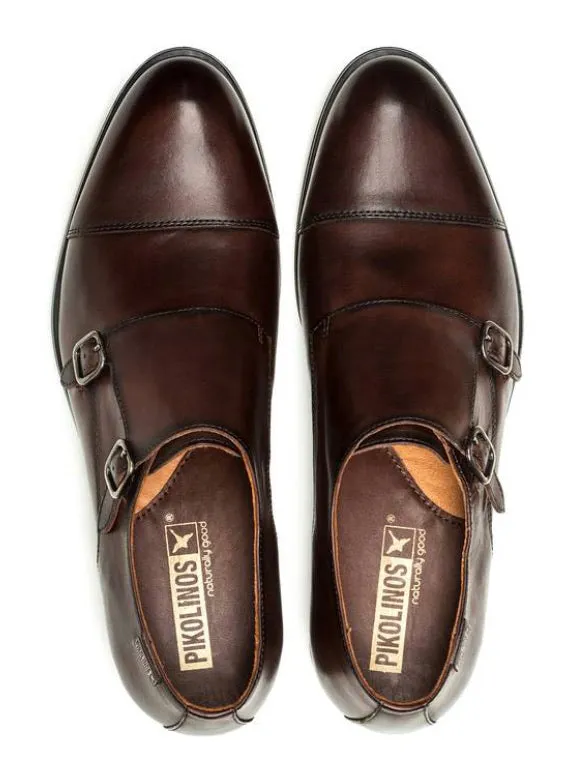 Pikolinos M7J-3148 Olmo Brown Mens Double Buckle Monk Made In Spain