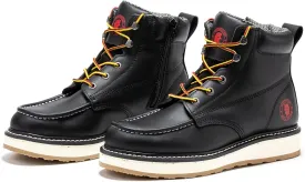 ROCKROOSTER Magnolia 6" Side-Zipper Wedge Boots for Men, Lightweight Soft Moc Toe Motorcycle Boots SAP309-Brown, SAP309BK-Black, SAP310-Black