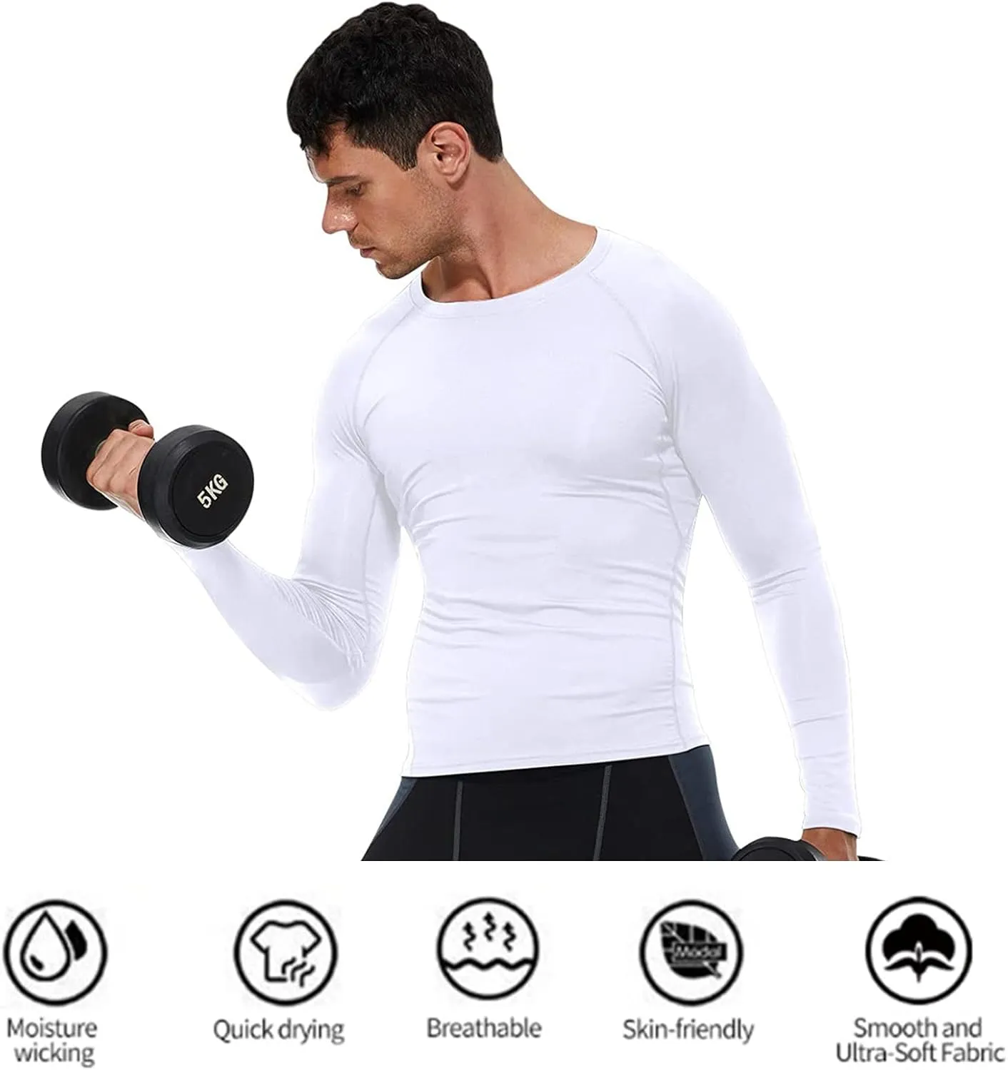 SPVISE 1 or 3 Pack Men's Compression Shirts Long Sleeve Workout Gym T-Shirt Running Top Cool Dry Sports Baselayer Undershirts