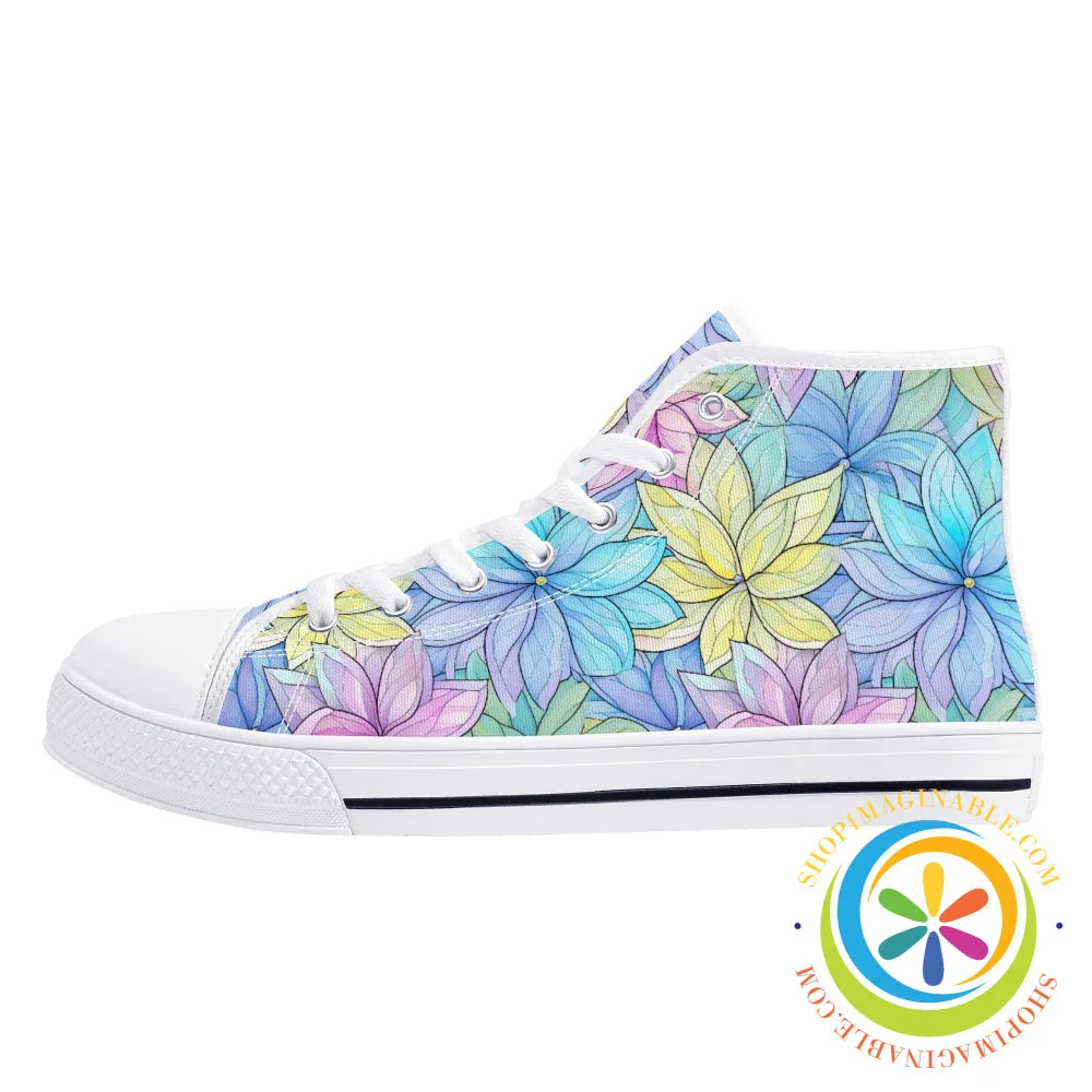 Striking Floral Ladies High Top Canvas Shoes