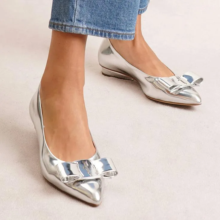 Viva silver specchio ballet flats